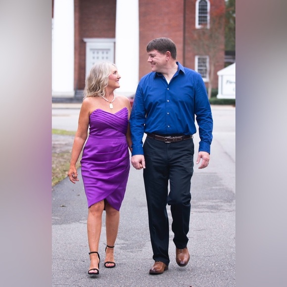 Fate Strapless Purple Ruched Dress Size Large - Picture 2 of 10